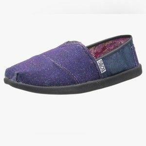 BOBS FOR SKECHERS Purple Iridescent Slip On Shoes, Size 8.5